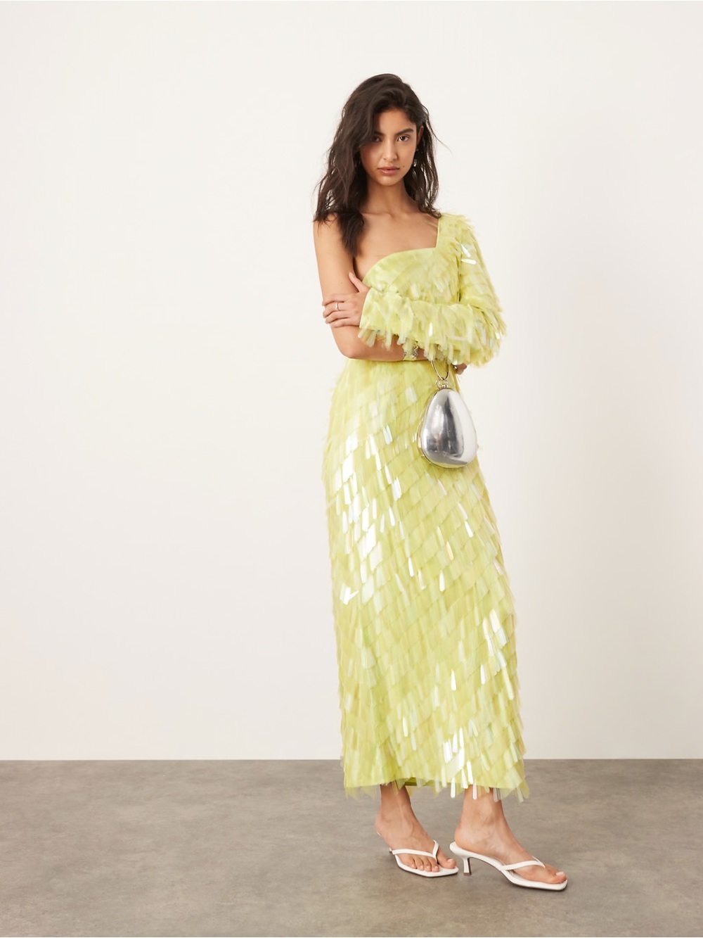 ASOS EDITION allover embellished one shoulder midi dress
